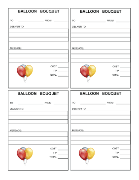 Balloon Bouquet Receipts cash receipt
