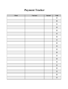 Basic Payment Tracker cash receipt