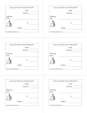 Church Collection Plate Receipt cash receipt