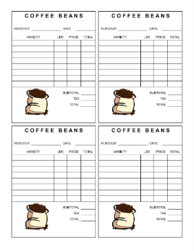 Coffee Beans Receipt cash receipt