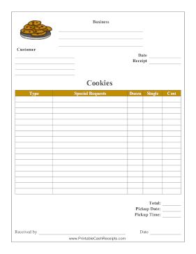Cookies Receipt cash receipt