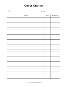 Cover Charge Tracker cash receipt