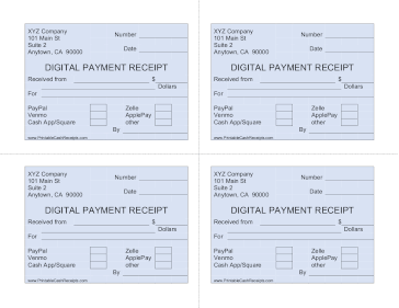 Digital Payment Receipt Blue cash receipt