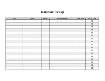 Donated Items Pickup Tracker cash receipt