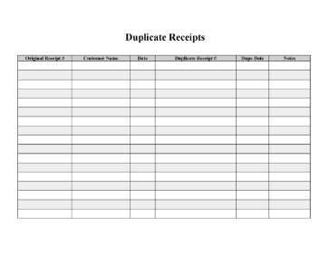Duplicate Receipt Tracker cash receipt