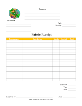 Fabric Receipt cash receipt
