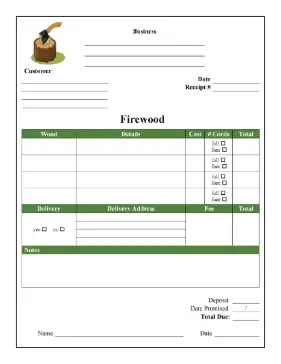 Firewood Receipt cash receipt