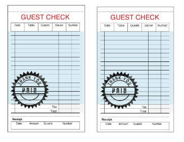 Guest Check Paid cash receipt