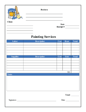 House Painter Receipt cash receipt
