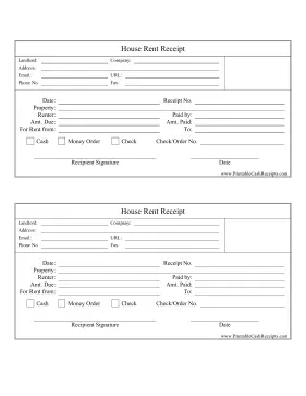 House Rent Receipt cash receipt
