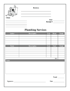 Humorous Plumbing Receipt cash receipt