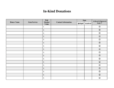 In Kind Donations Tracker cash receipt