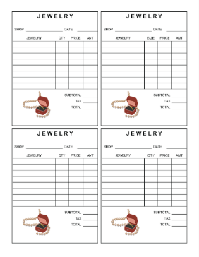 Jewelry Receipt cash receipt