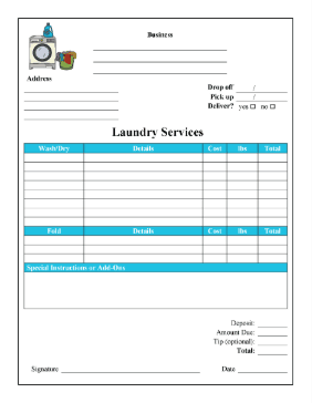 Laundry Services Receipt cash receipt