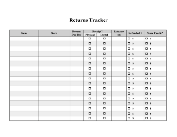 Merchandise Returns Tracker cash receipt