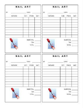 Nail Manicure Receipt cash receipt