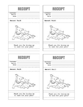 Petsetting Receipt 4up cash receipt