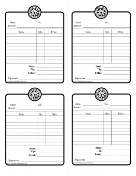 Pizza Restaurant Receipts cash receipt