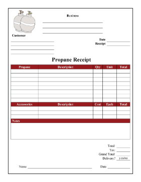 Propane Receipt cash receipt
