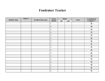 School Fundraiser Tracker cash receipt