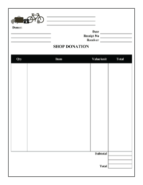 Thrift Shop Donation Receipt cash receipt