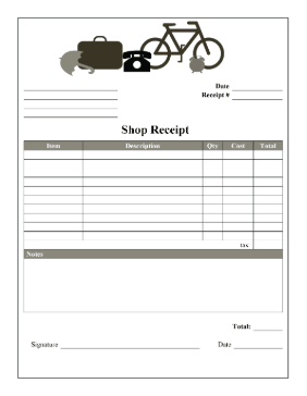 Thrift Store Purchase Receipt cash receipt