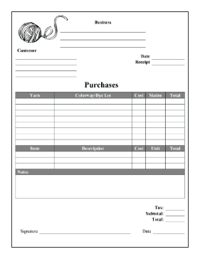 Yarn Fiber Arts Receipt cash receipt