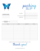 Butterfly Packing Slip